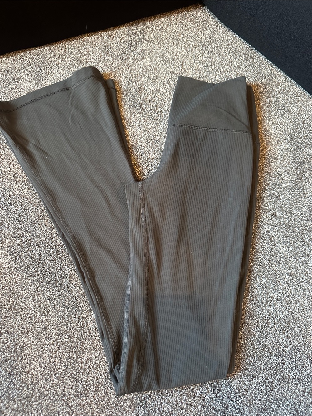 Lululemon Ribbed flare Olive gray Leggings